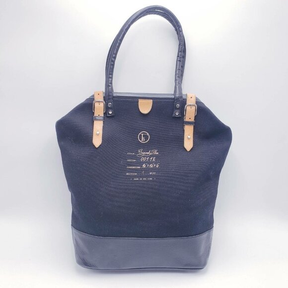 Fleabags Canvas and Leather Tote Bag Neutral Black - Picture 1 of 12